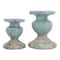 Hello Honey® 7'' Blue Distressed Terracotta Pillar Candle Holder
